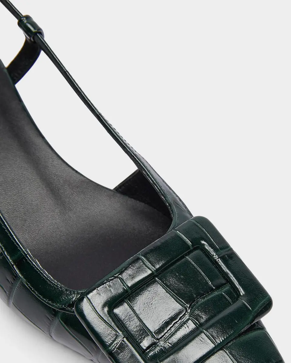Roger Vivier Belle Vivier 45MM Croc-Embossed Leather Slingback Pumps | Thumbnail 3