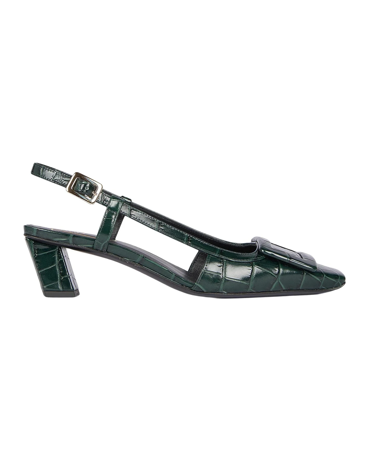 Roger Vivier Belle Vivier 45MM Croc-Embossed Leather Slingback Pumps
