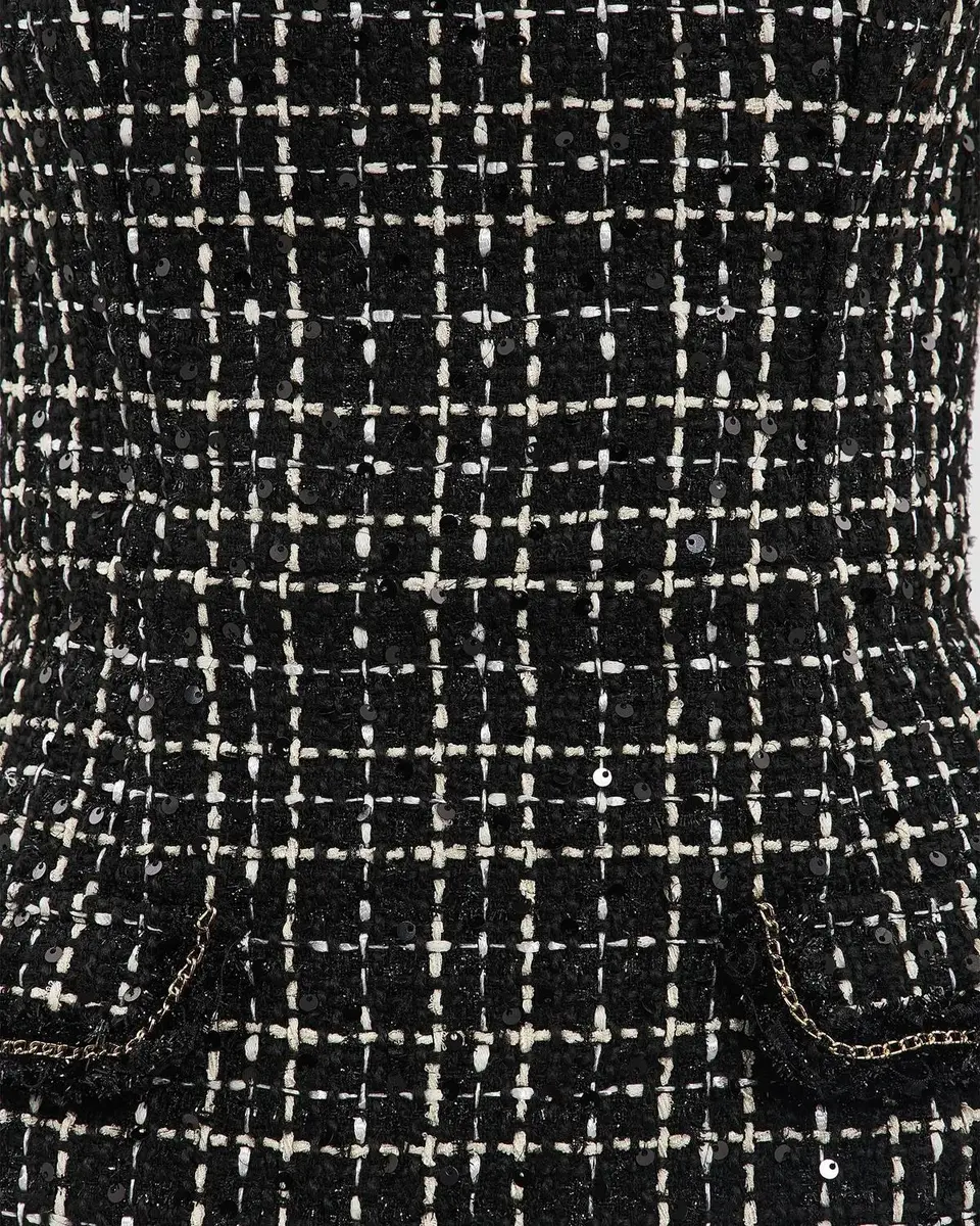 Rebecca Vallance Meringue Sequin Boucle Tweed Midi Dress | Thumbnail 7