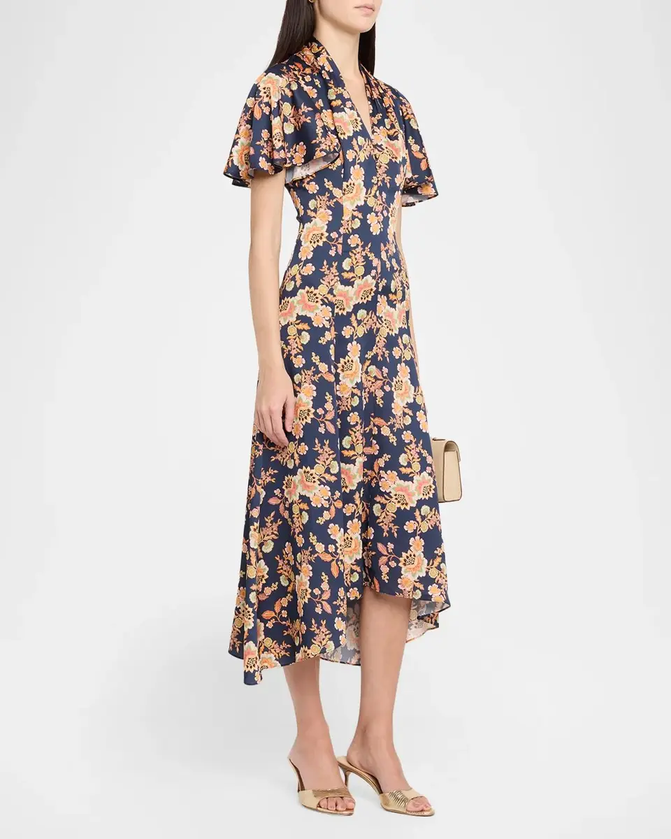 Shoshanna Cinnie Floral Slip Midi Shirtdress | Thumbnail 4