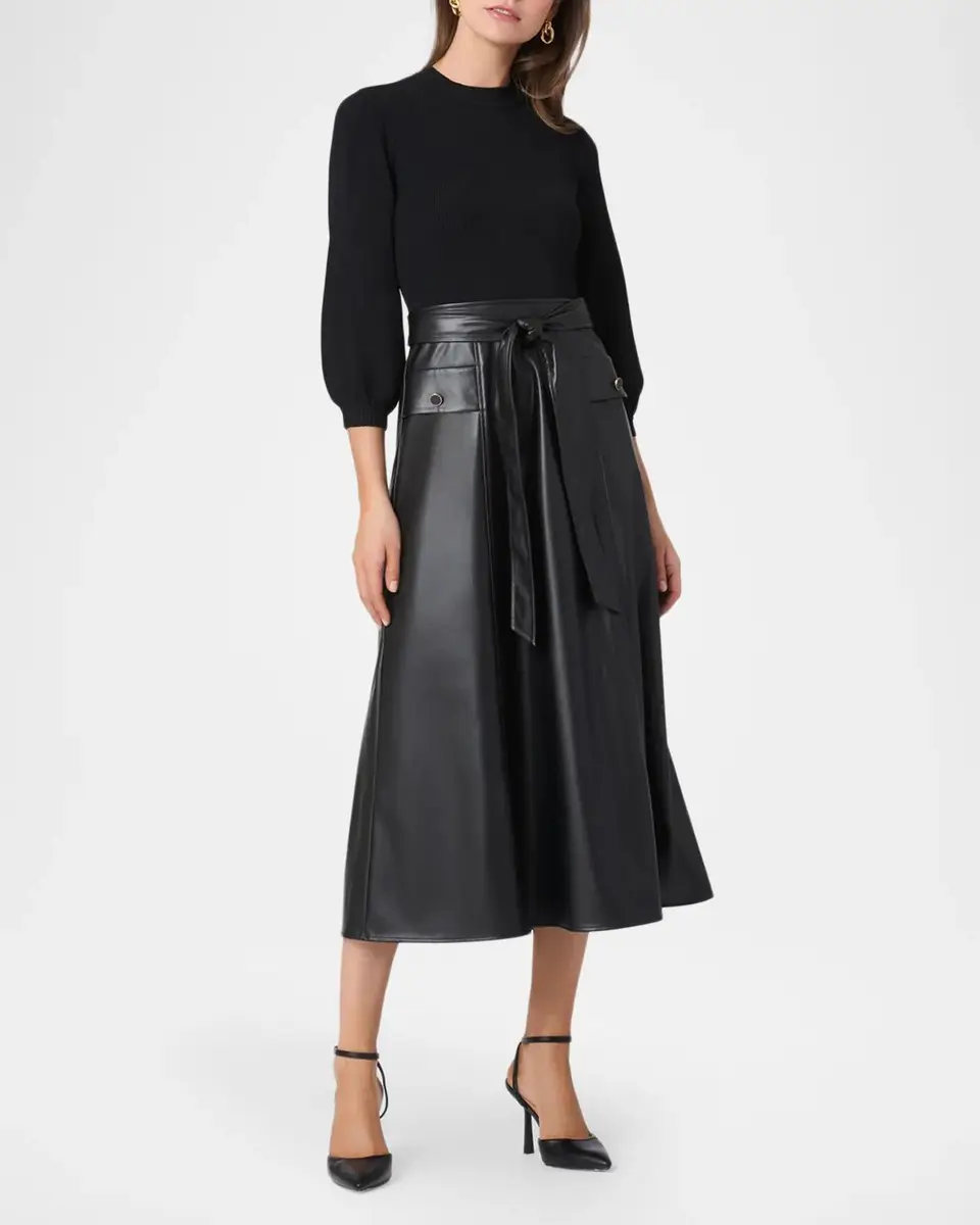 Shoshanna Aspen Mix Media Midi Dress | Thumbnail 2 Shoshanna Aspen Mix Media Midi Dress | Thumbnail 2