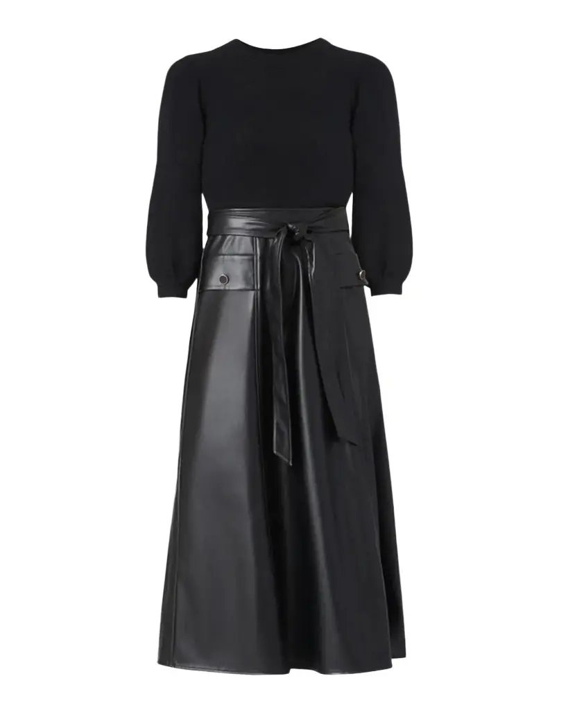 Shoshanna Aspen Mix Media Midi Dress
