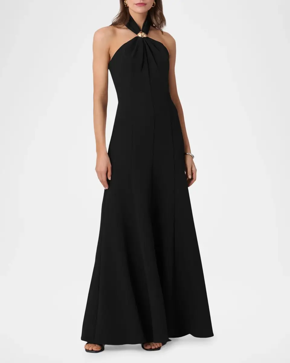 Shoshanna Scottie Crêpe Hardware Halter Maxi Dress | Thumbnail 2 Shoshanna Scottie Crêpe Hardware Halter Maxi Dress | Thumbnail 2