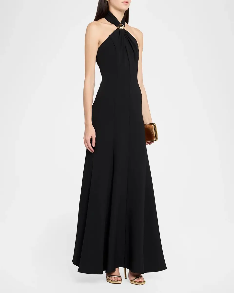 Shoshanna Scottie Crêpe Hardware Halter Maxi Dress | Thumbnail 4 Shoshanna Scottie Crêpe Hardware Halter Maxi Dress | Thumbnail 4