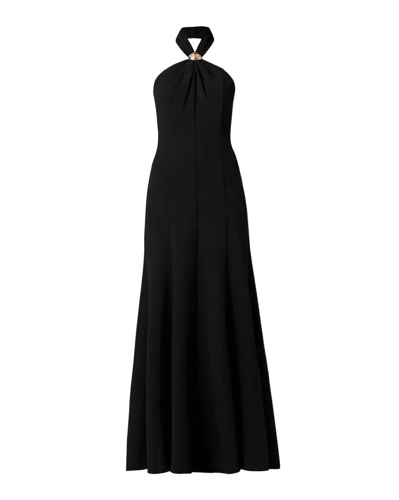 Shoshanna Scottie Crêpe Hardware Halter Maxi Dress
