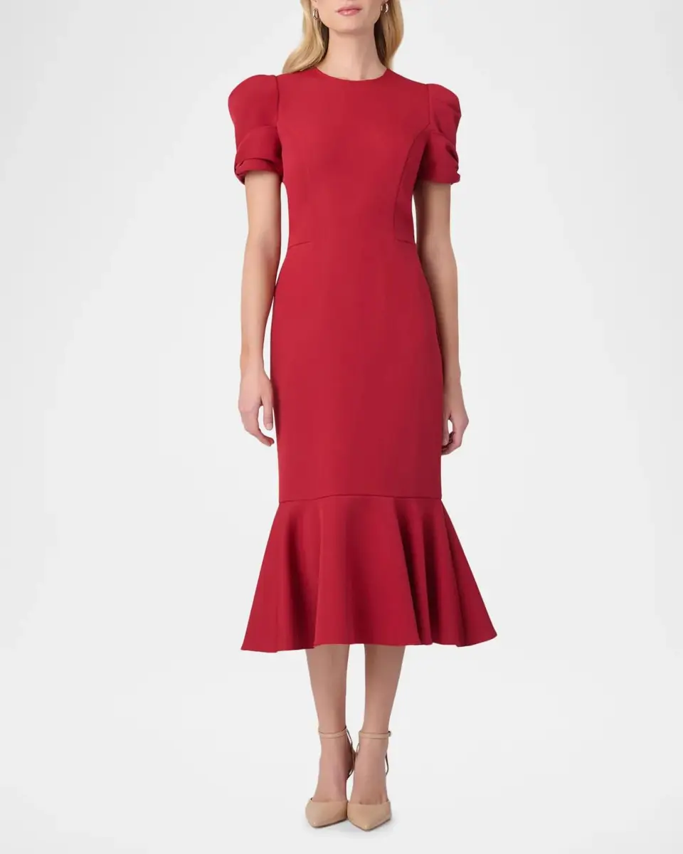 Shoshanna Hartley Crepe Flounce Midi Dress | Thumbnail 2 Shoshanna Hartley Crepe Flounce Midi Dress | Thumbnail 2