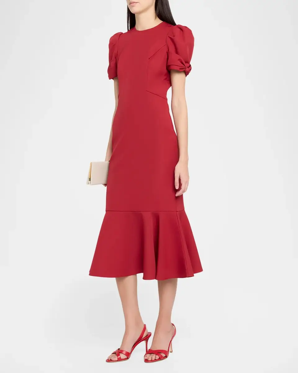 Shoshanna Hartley Crepe Flounce Midi Dress | Thumbnail 4 Shoshanna Hartley Crepe Flounce Midi Dress | Thumbnail 4