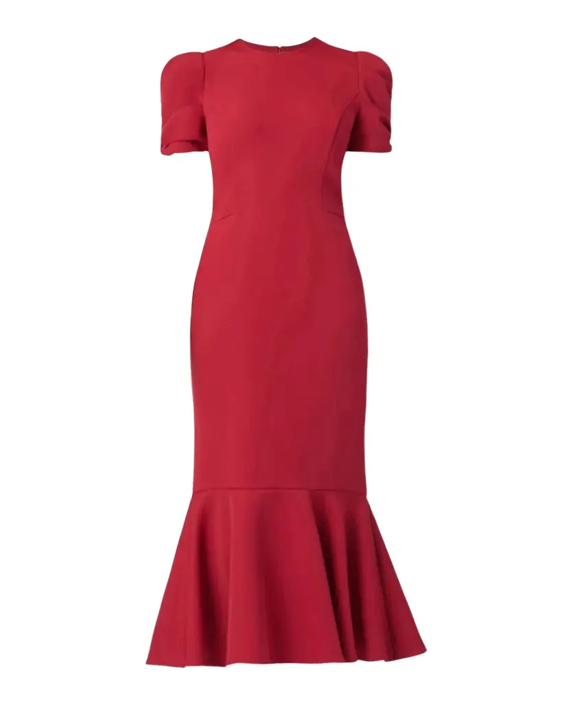 Shoshanna Hartley Crepe Flounce Midi Dress