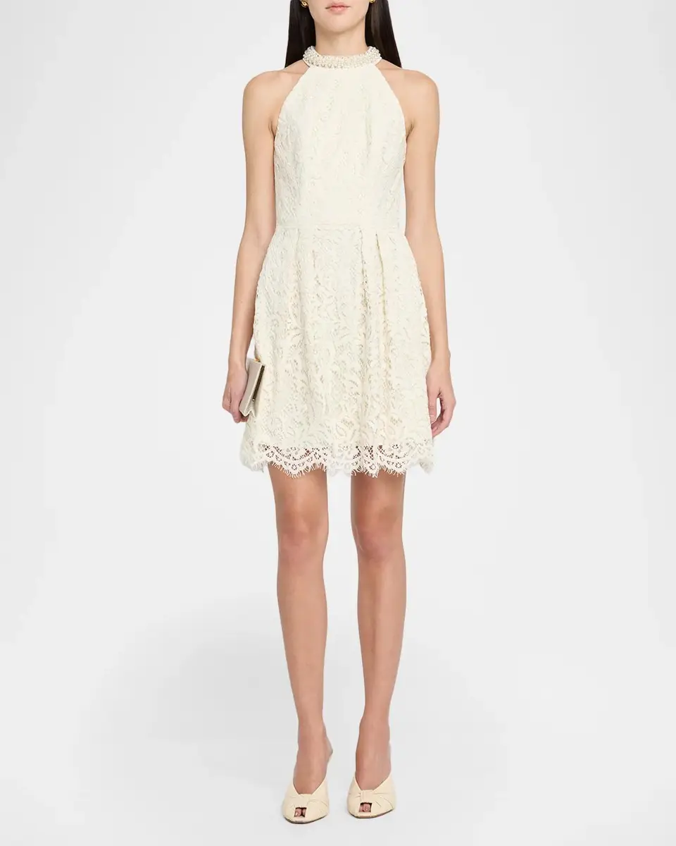 Shoshanna Cooper Lace Embellished-Neck Mini Dress | Thumbnail 2 Shoshanna Cooper Lace Embellished-Neck Mini Dress | Thumbnail 2