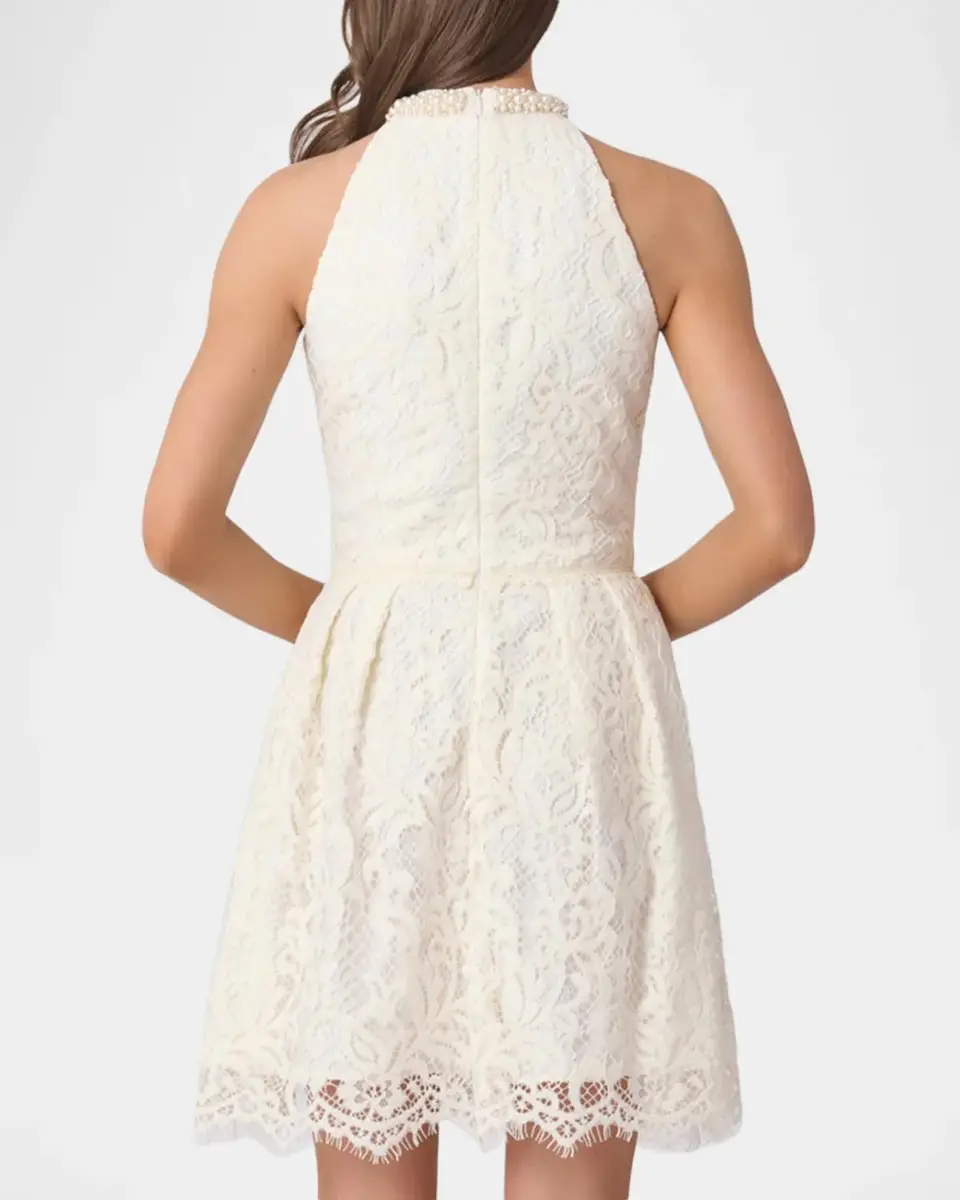 Shoshanna Cooper Lace Embellished-Neck Mini Dress | Thumbnail 3 Shoshanna Cooper Lace Embellished-Neck Mini Dress | Thumbnail 3