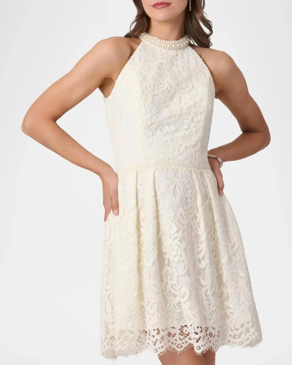 Shoshanna Cooper Lace Embellished-Neck Mini Dress | Thumbnail 4 Shoshanna Cooper Lace Embellished-Neck Mini Dress | Thumbnail 4