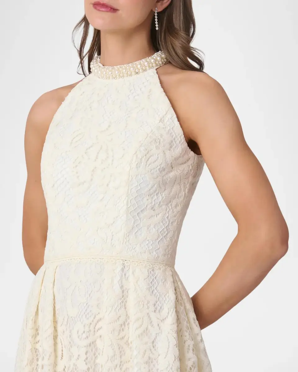 Shoshanna Cooper Lace Embellished-Neck Mini Dress | Thumbnail 5 Shoshanna Cooper Lace Embellished-Neck Mini Dress | Thumbnail 5