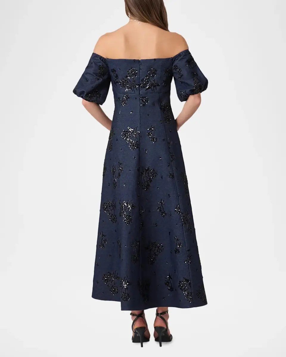 Shoshanna Mona Sequined Denim Off-the-Shoulder Dress | Thumbnail 3 Shoshanna Mona Sequined Denim Off-the-Shoulder Dress | Thumbnail 3