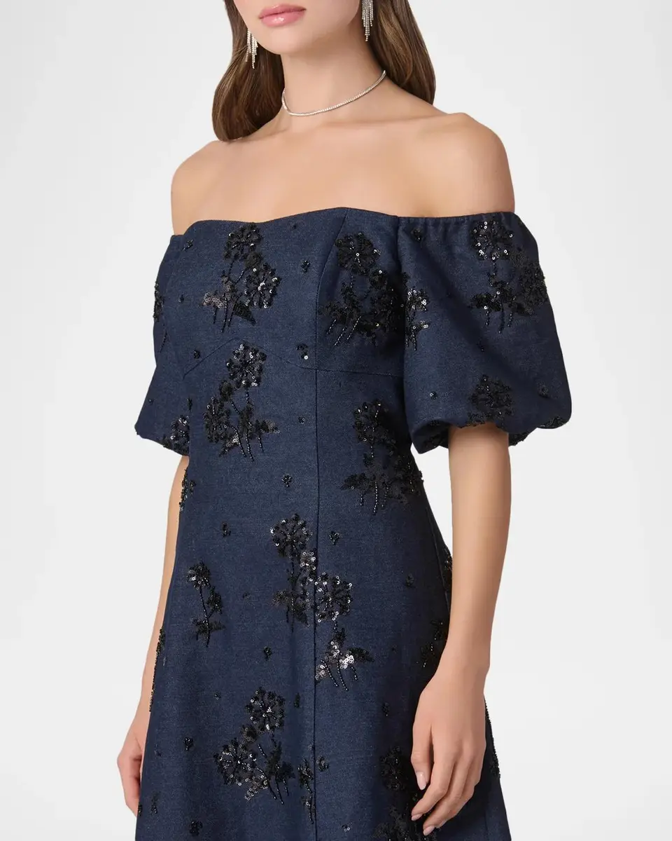 Shoshanna Mona Sequined Denim Off-the-Shoulder Dress | Thumbnail 5 Shoshanna Mona Sequined Denim Off-the-Shoulder Dress | Thumbnail 5