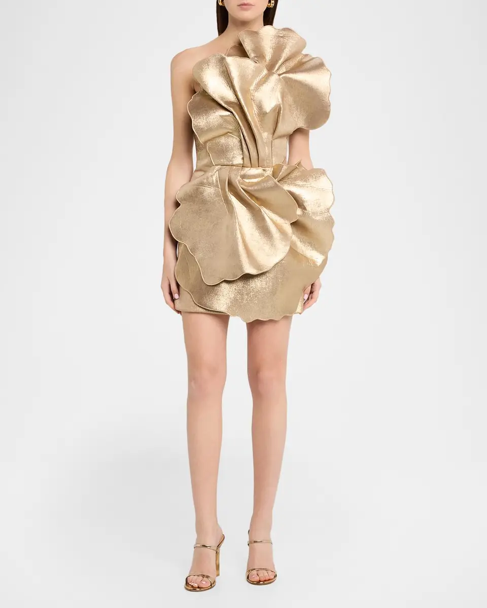 ACLER Oakenzale 3D Metallic One-Shoulder Mini Dress | Thumbnail 2