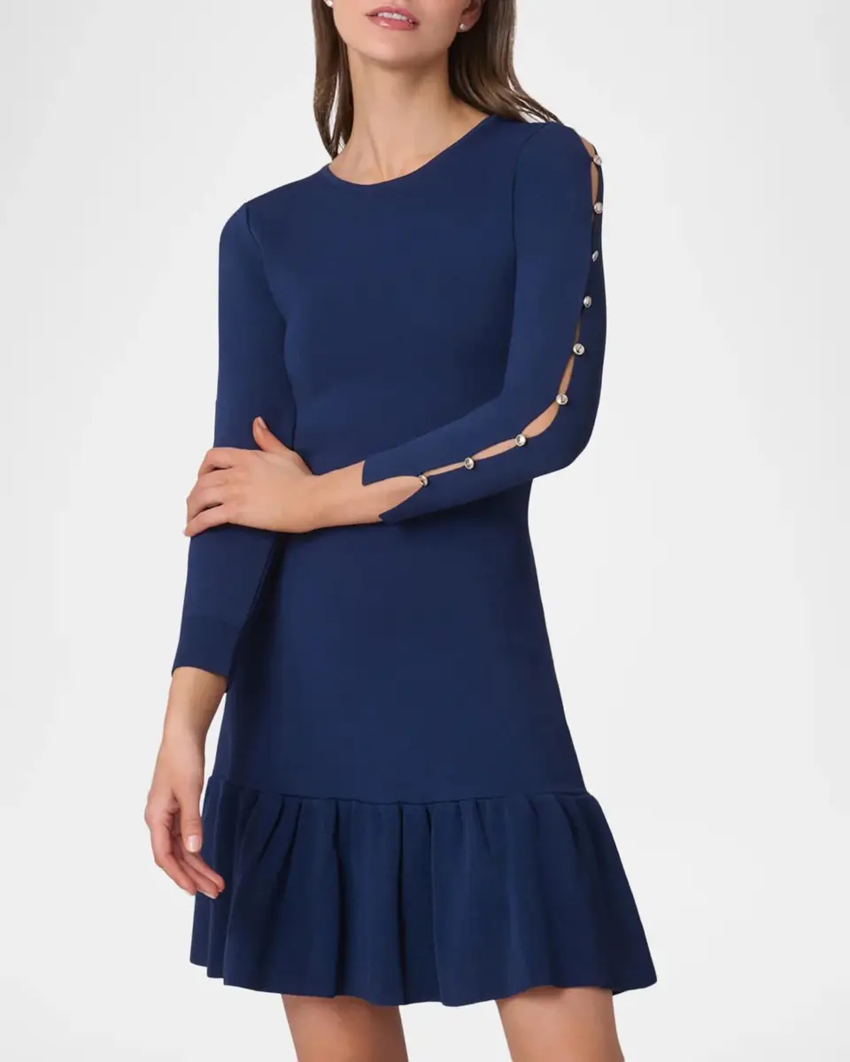 Shoshanna Jace Embellished Slit-Sleeve Mini Dress | Thumbnail 4 Shoshanna Jace Embellished Slit-Sleeve Mini Dress | Thumbnail 4