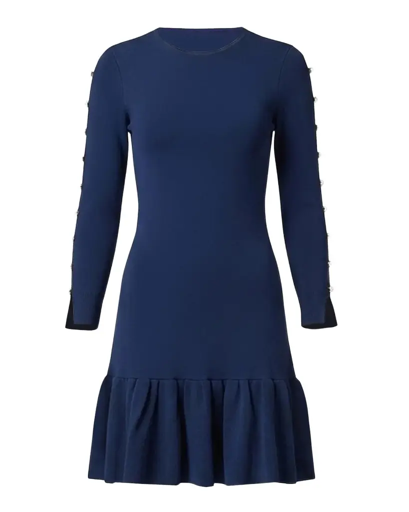Shoshanna Jace Embellished Slit-Sleeve Mini Dress