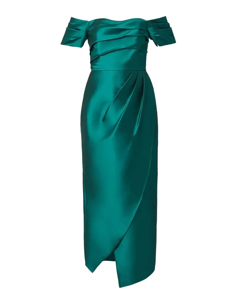 Shoshanna Crowley Satin Off-the-Shoulder Cocktail Dress