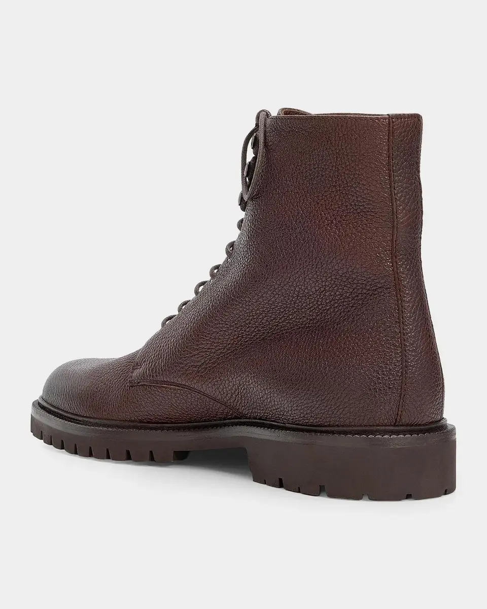 Brunello Cucinelli Men's Grained Leather Shearling-Lined Ankle Boots | Thumbnail 2 Brunello Cucinelli Men's Grained Leather Shearling-Lined Ankle Boots | Thumbnail 2