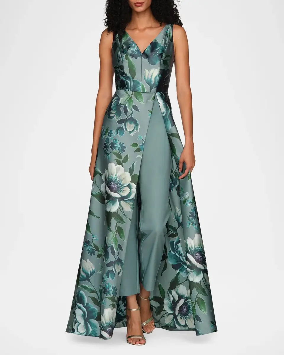 Kay Unger New York Isabelle Floral-Print Walk-Thru Jumpsuit | Thumbnail 2