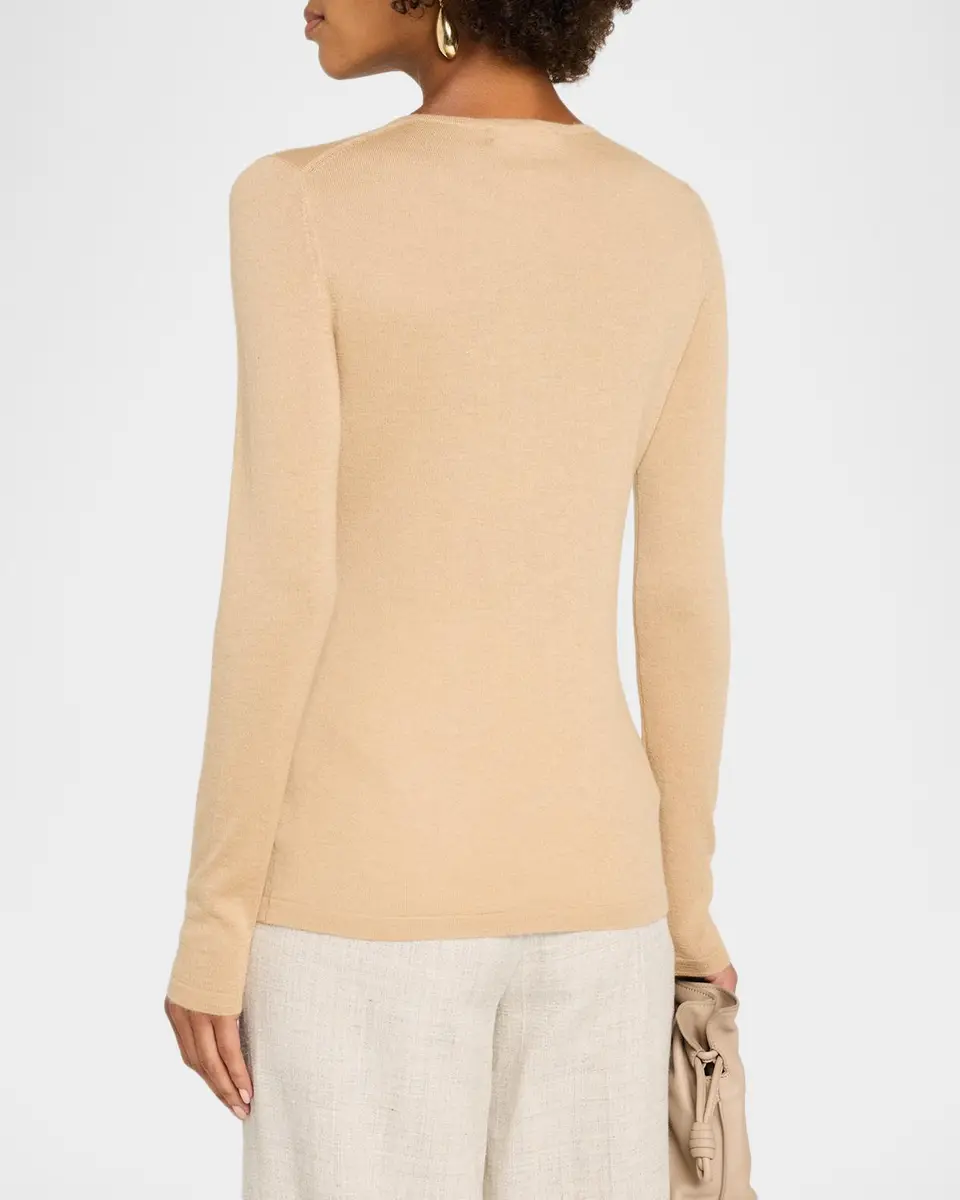 Neiman Marcus Cashmere Collection Superfine Cashmere Crewneck Sweater | Thumbnail 3