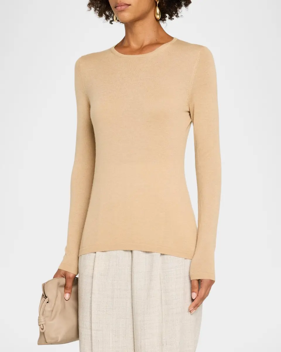 Neiman Marcus Cashmere Collection Superfine Cashmere Crewneck Sweater | Thumbnail 4