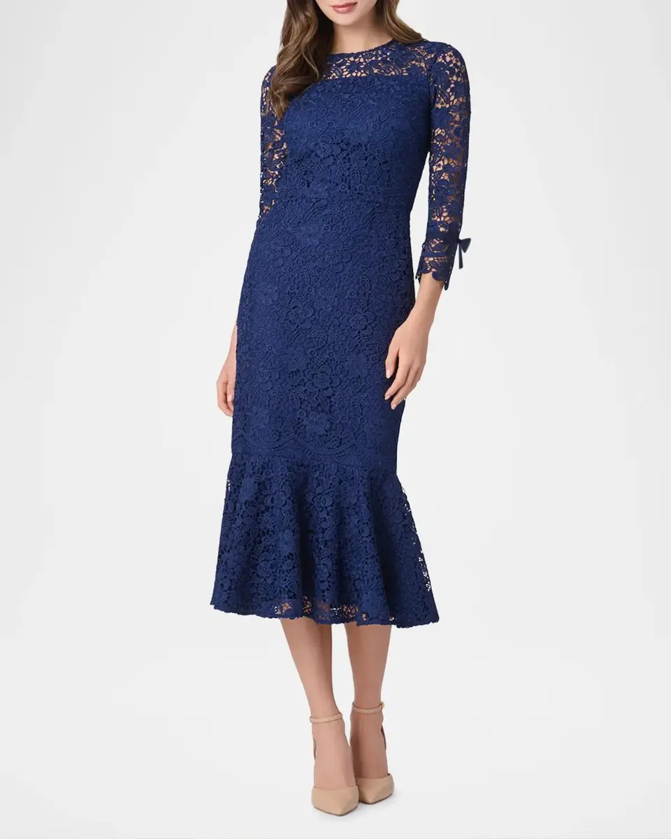 Shoshanna Suzanne Floral Lace Mermaid Midi Dress | Thumbnail 2 Shoshanna Suzanne Floral Lace Mermaid Midi Dress | Thumbnail 2