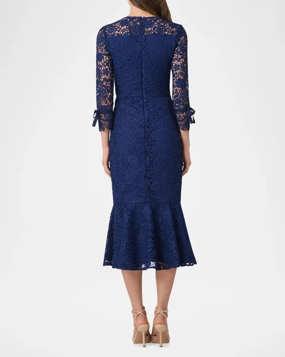 Shoshanna Suzanne Floral Lace Mermaid Midi Dress | Thumbnail 3 Shoshanna Suzanne Floral Lace Mermaid Midi Dress | Thumbnail 3