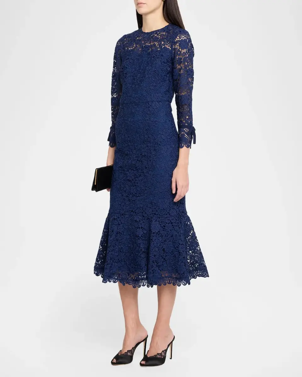 Shoshanna Suzanne Floral Lace Mermaid Midi Dress | Thumbnail 4 Shoshanna Suzanne Floral Lace Mermaid Midi Dress | Thumbnail 4