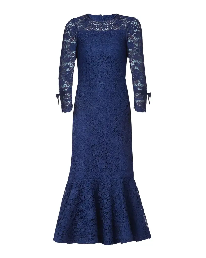 Shoshanna Suzanne Floral Lace Mermaid Midi Dress