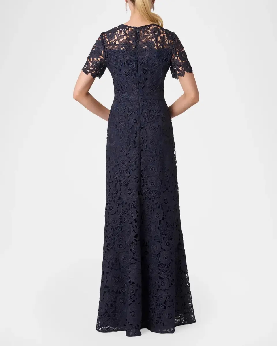 Shoshanna Elie Illusion-Sleeve Lace Gown | Thumbnail 3 Shoshanna Elie Illusion-Sleeve Lace Gown | Thumbnail 3