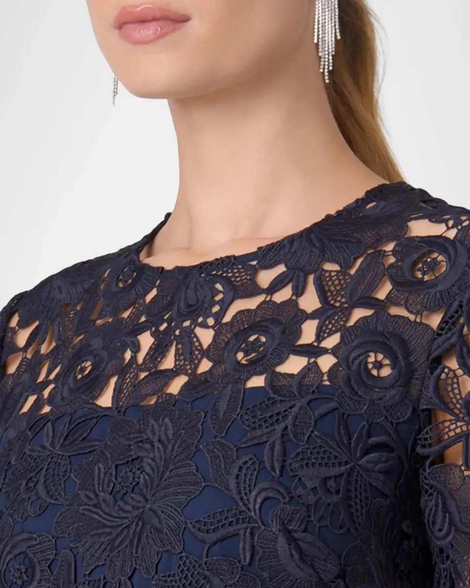 Shoshanna Elie Illusion-Sleeve Lace Gown | Thumbnail 5 Shoshanna Elie Illusion-Sleeve Lace Gown | Thumbnail 5