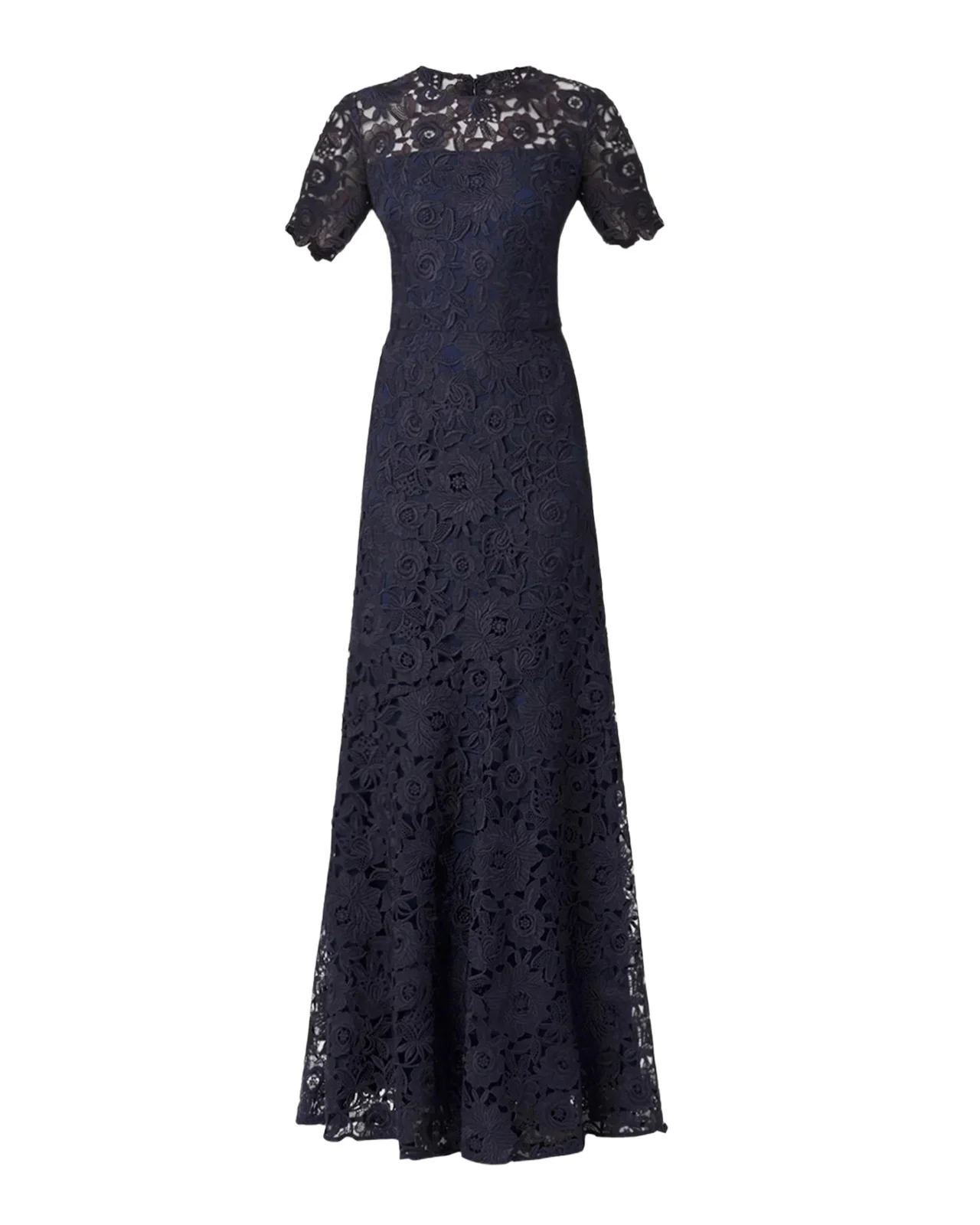 Elie Illusion-Sleeve Lace Gown Elie Illusion-Sleeve Lace Gown