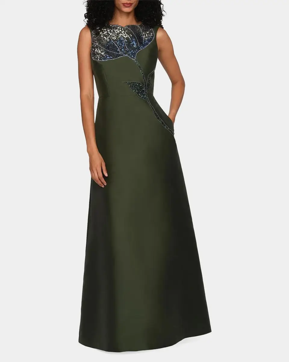 Kay Unger New York Charlene Beaded Taffeta A-Line Gown | Thumbnail 2 Kay Unger New York Charlene Beaded Taffeta A-Line Gown | Thumbnail 2