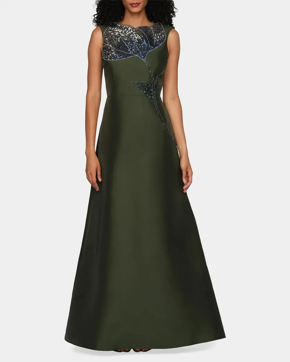 Kay Unger New York Charlene Beaded Taffeta A-Line Gown | Thumbnail 4 Kay Unger New York Charlene Beaded Taffeta A-Line Gown | Thumbnail 4