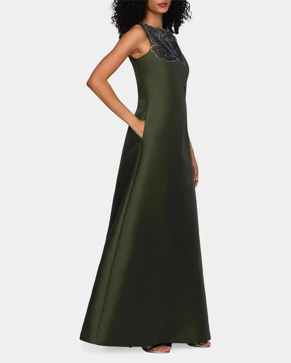 Kay Unger New York Charlene Beaded Taffeta A-Line Gown | Thumbnail 7 Kay Unger New York Charlene Beaded Taffeta A-Line Gown | Thumbnail 7
