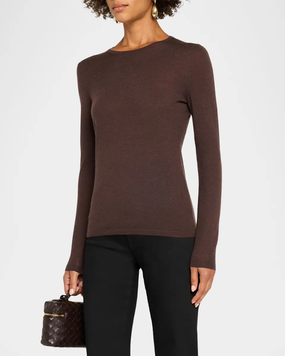 Neiman Marcus Cashmere Collection Superfine Cashmere Crewneck Sweater | Thumbnail 4