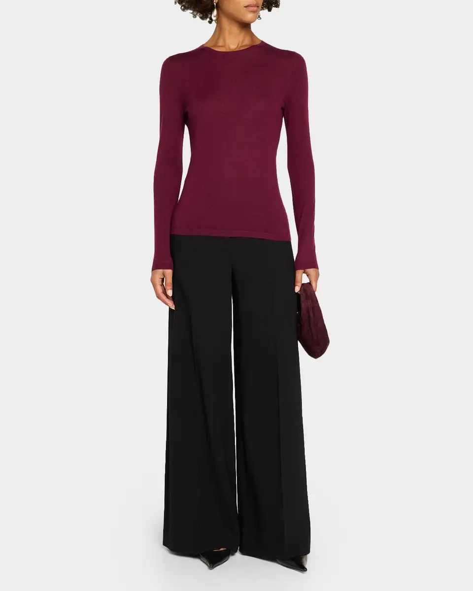 Neiman Marcus Cashmere Collection Superfine Cashmere Crewneck Sweater | Thumbnail 2
