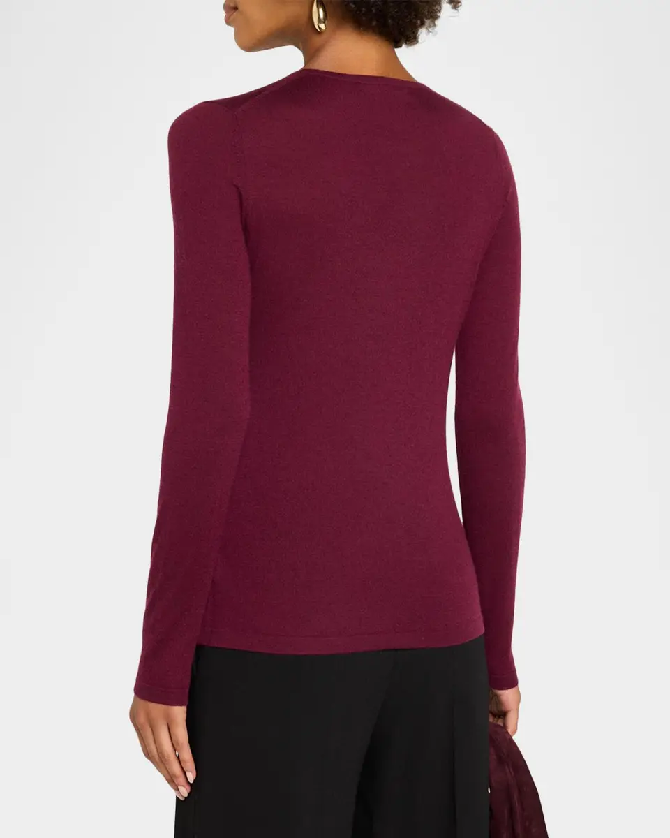 Neiman Marcus Cashmere Collection Superfine Cashmere Crewneck Sweater | Thumbnail 3