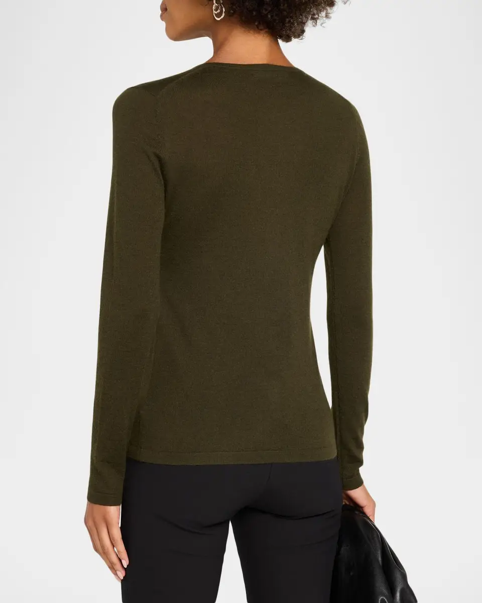 Neiman Marcus Cashmere Collection Superfine Cashmere Crewneck Sweater | Thumbnail 3