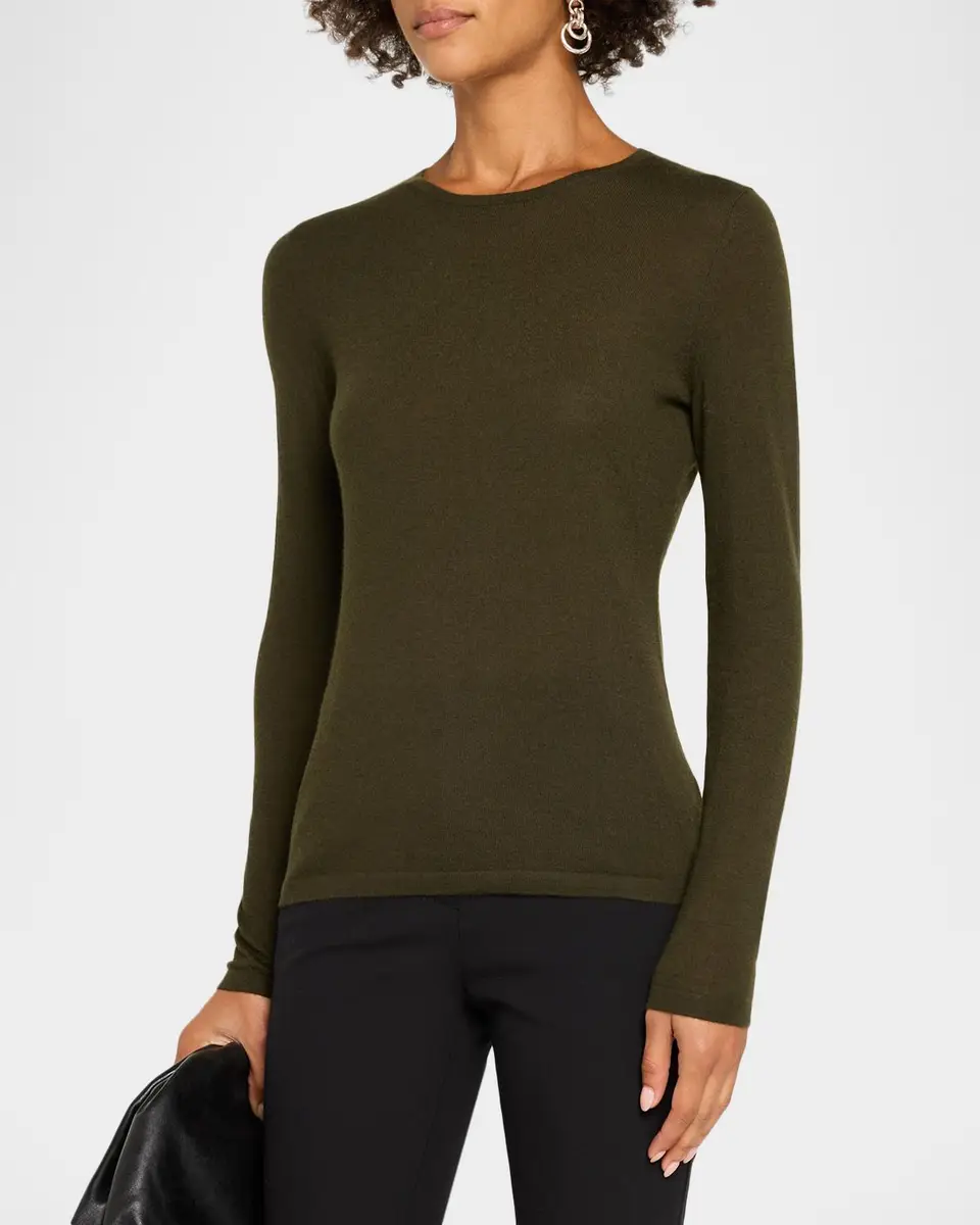 Neiman Marcus Cashmere Collection Superfine Cashmere Crewneck Sweater | Thumbnail 4