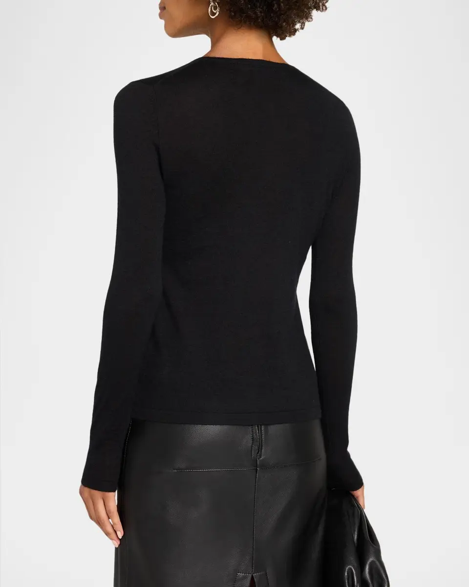 Neiman Marcus Cashmere Collection Superfine Cashmere Crewneck Sweater | Thumbnail 3