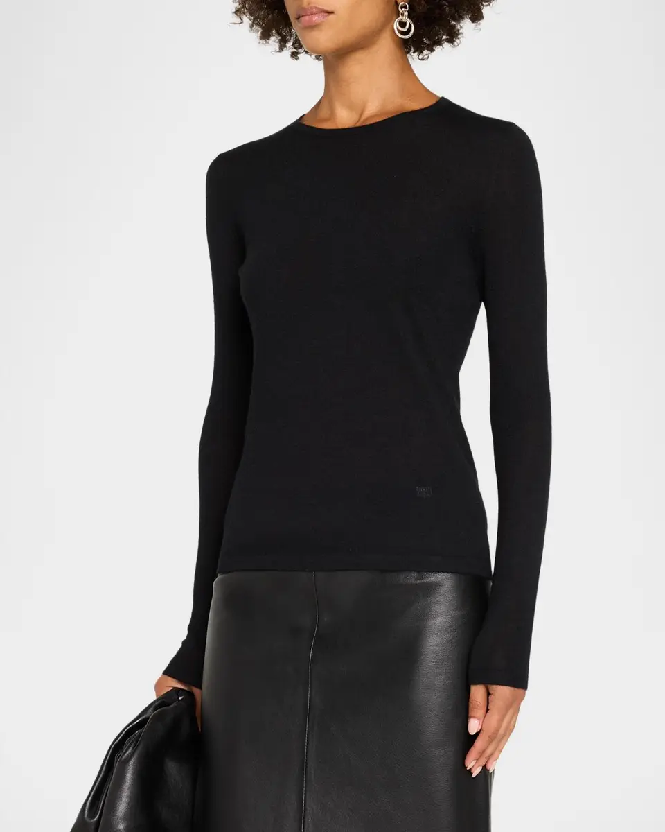 Neiman Marcus Cashmere Collection Superfine Cashmere Crewneck Sweater | Thumbnail 4