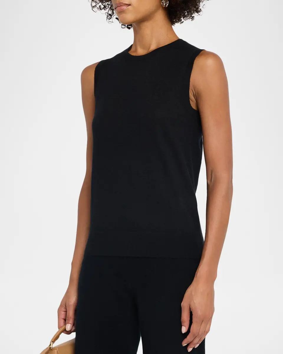 Neiman Marcus Cashmere Collection Superfine Cashmere Crewneck Shell | Thumbnail 4 Neiman Marcus Cashmere Collection Superfine Cashmere Crewneck Shell | Thumbnail 4