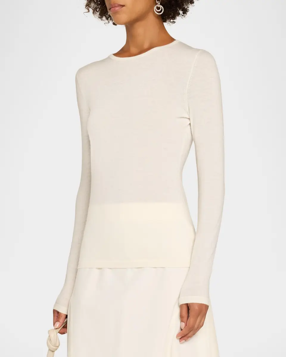 Neiman Marcus Cashmere Collection Superfine Cashmere Crewneck Sweater | Thumbnail 4