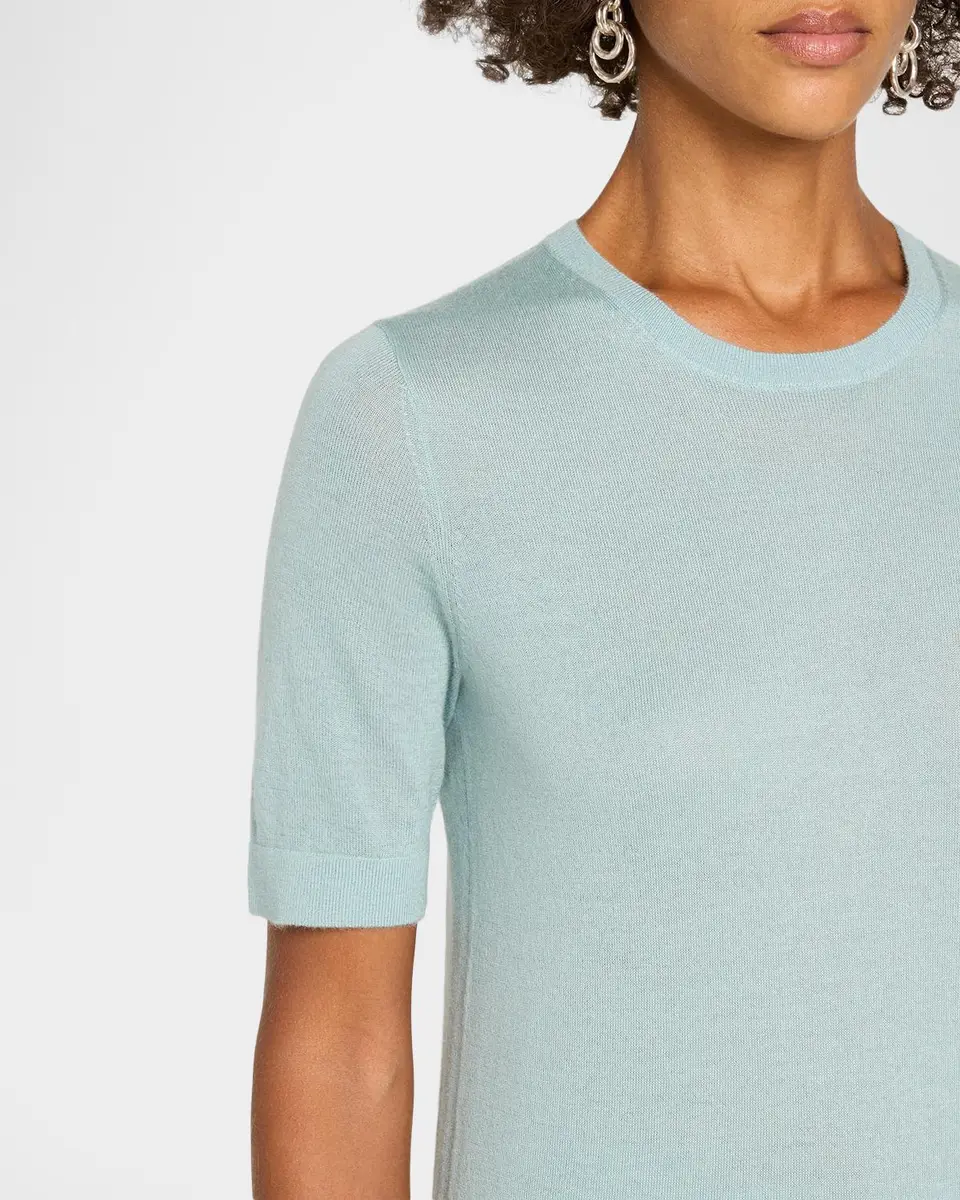 Neiman Marcus Cashmere Collection Superfine Cashmere Short-Sleeve Sweater | Thumbnail 5