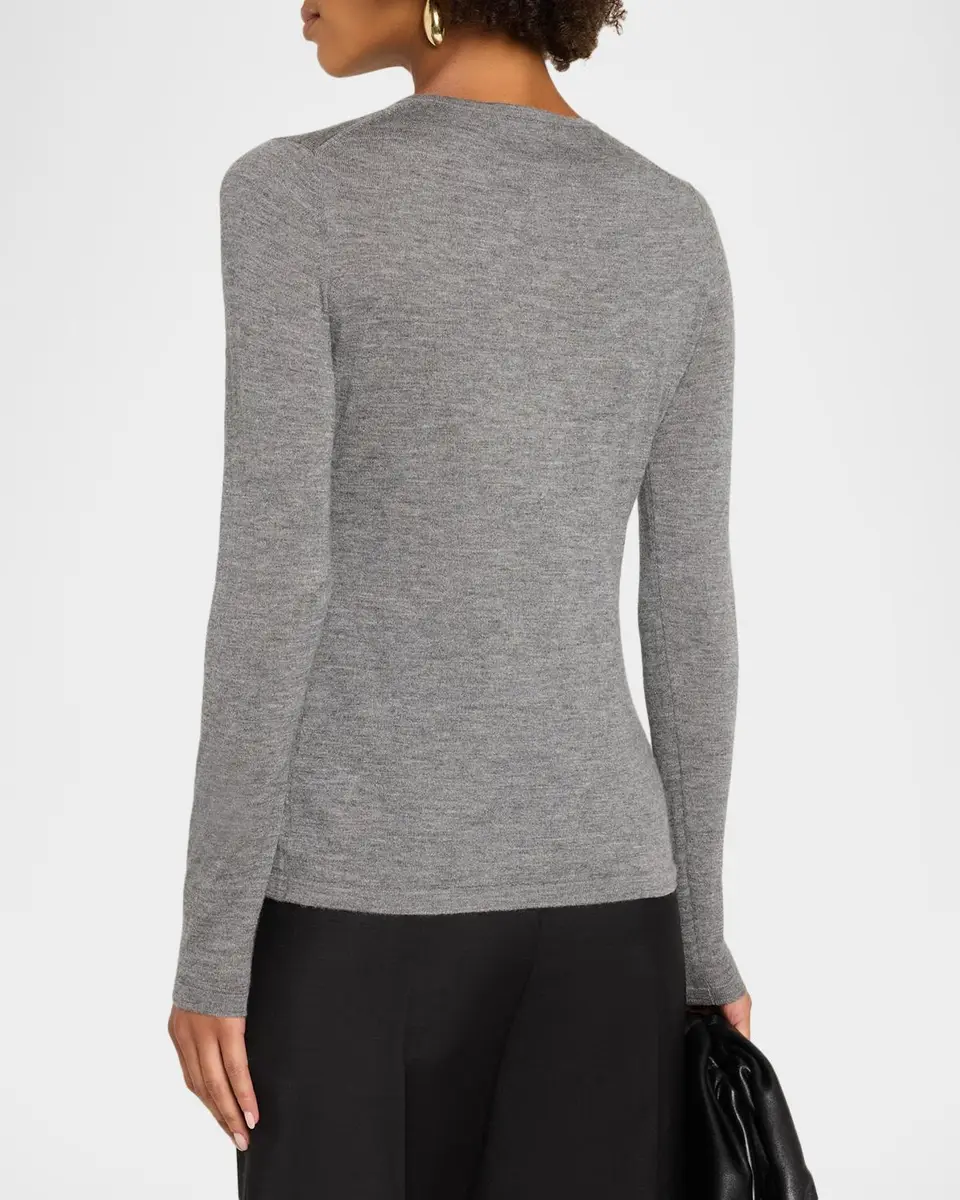 Neiman Marcus Cashmere Collection Superfine Cashmere Crewneck Sweater | Thumbnail 3