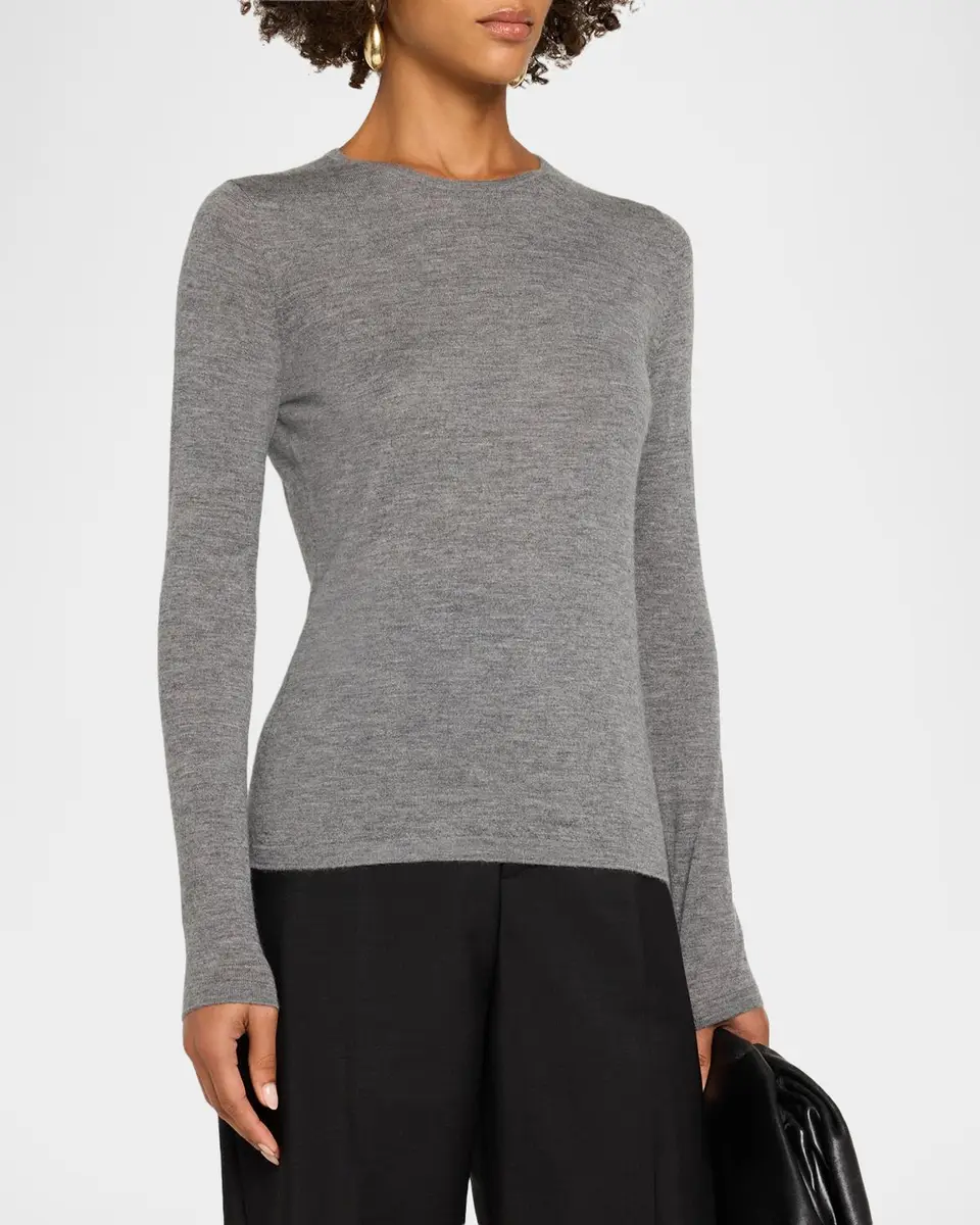Neiman Marcus Cashmere Collection Superfine Cashmere Crewneck Sweater | Thumbnail 4