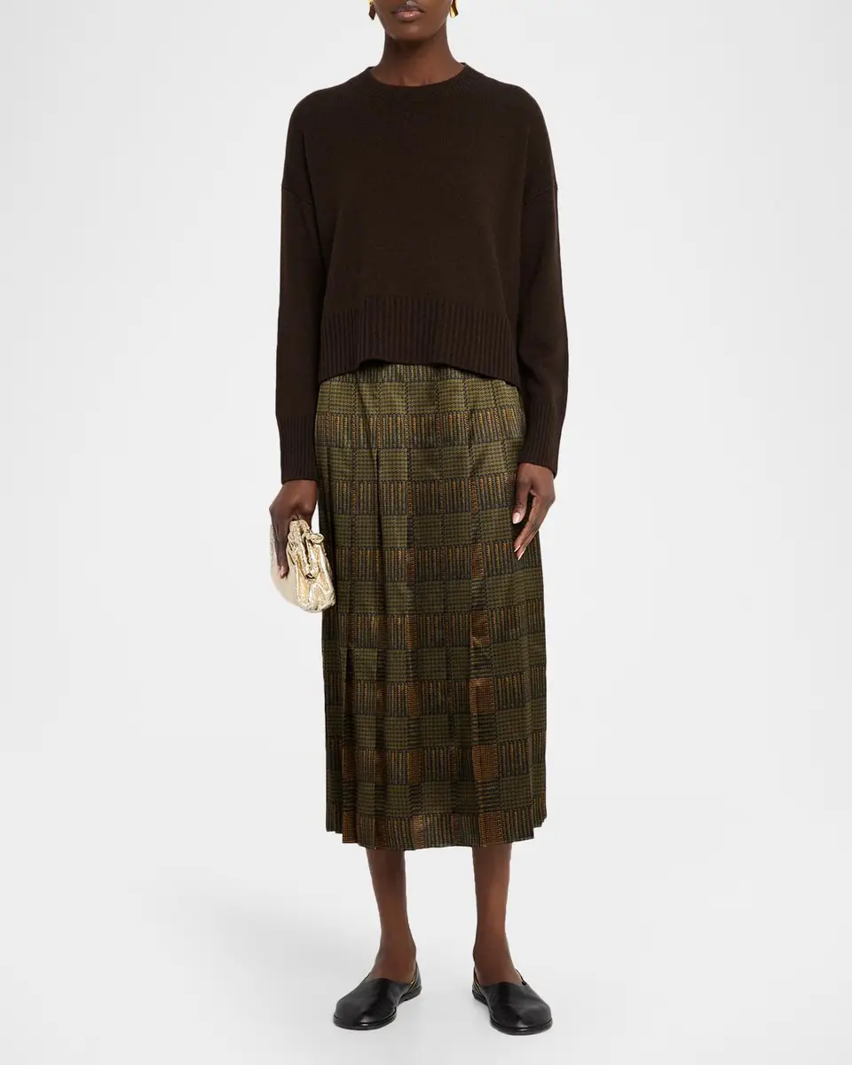 Lafayette 148 New York Pleated Glen Plaid-Print Silk Midi Skirt | Thumbnail 2 Lafayette 148 New York Pleated Glen Plaid-Print Silk Midi Skirt | Thumbnail 2