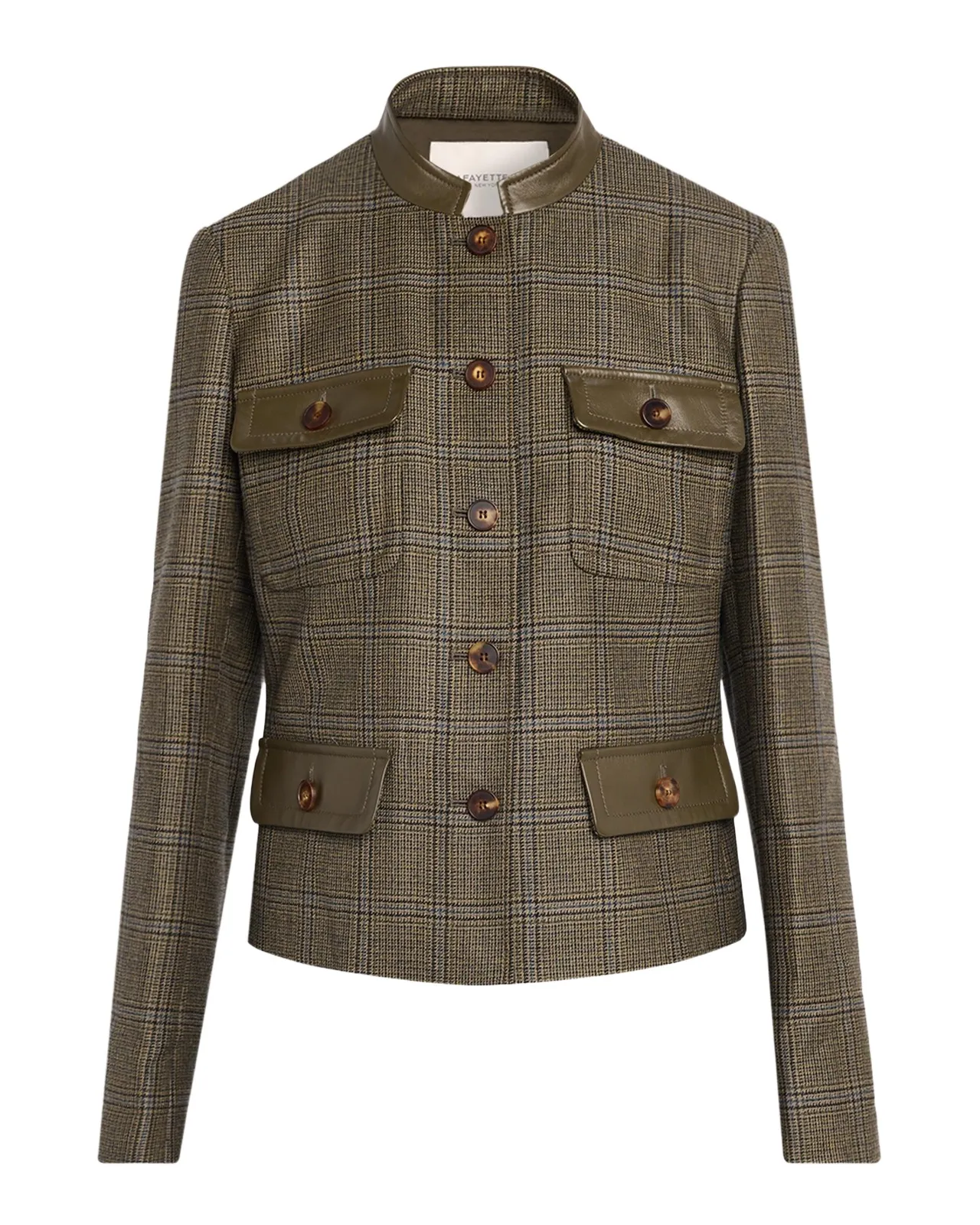 Leather-Trim Glen Check Jacket Leather-Trim Glen Check Jacket